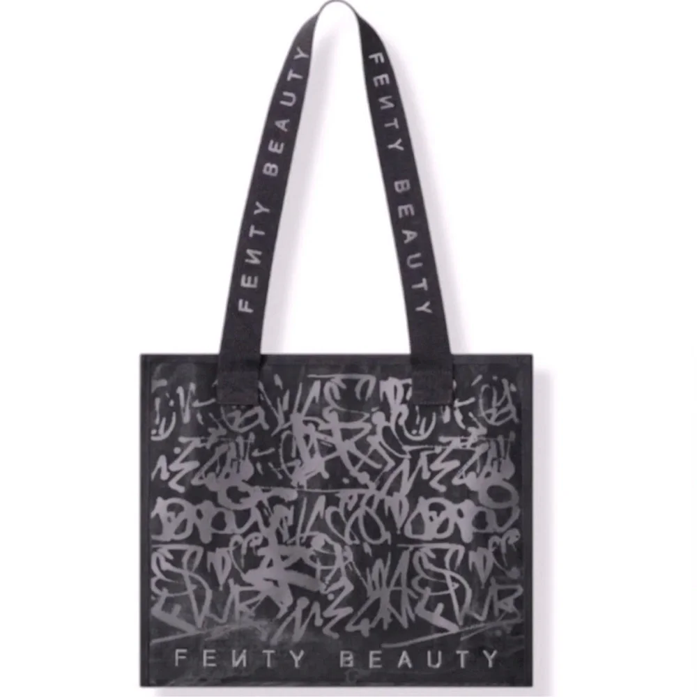 Fenty Beauty Black Mesh Artistic Tote with Decorative Handles